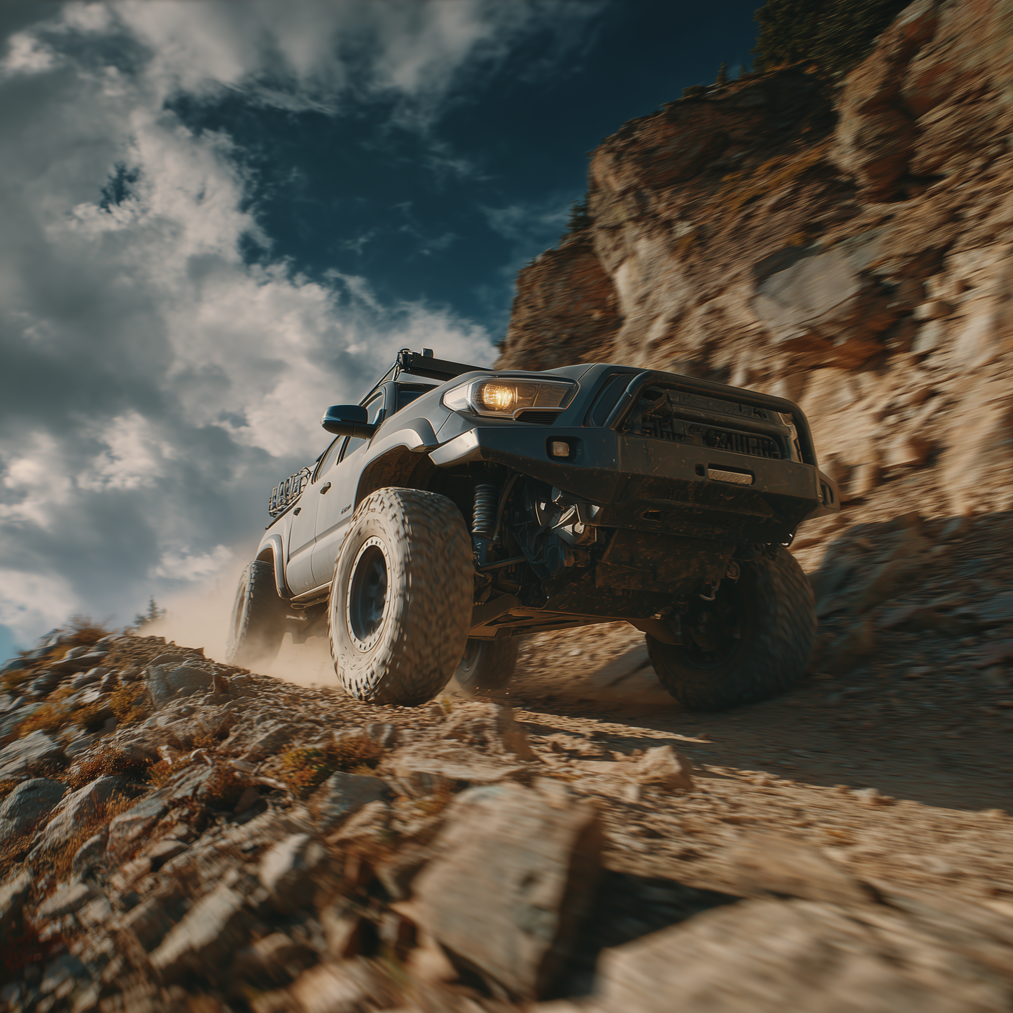 4WD vehicle on rocky terrain